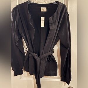 Anthropologie Black Belted Cardigan